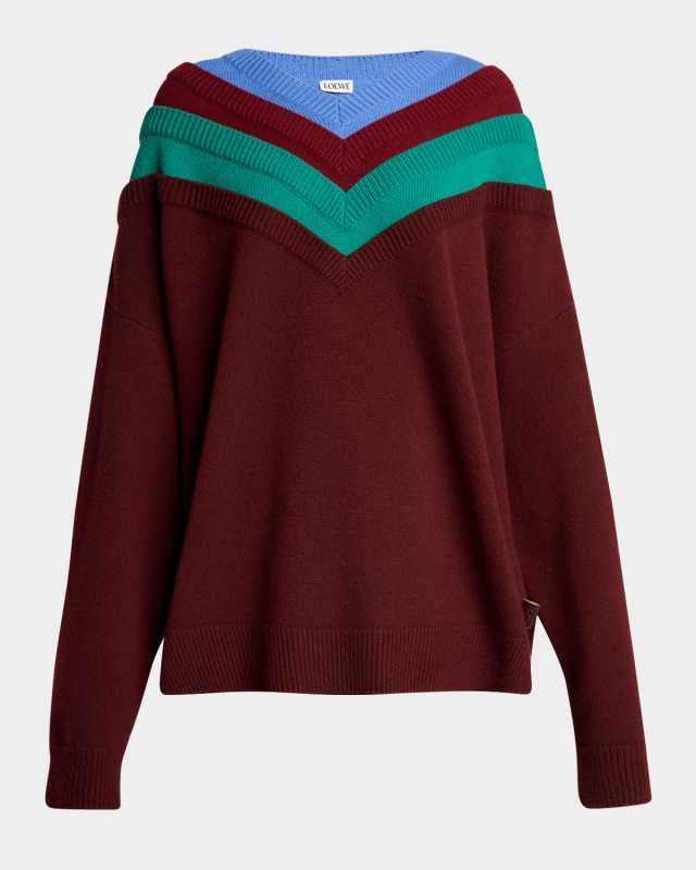 x Albers Layered V-Neck Wool Sweater